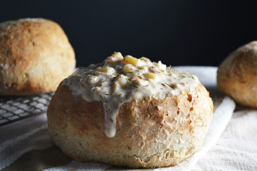 Step by Step Herbed Bread Bowls