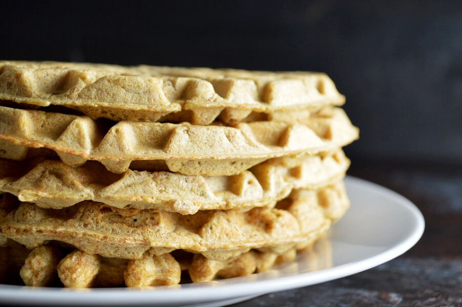 15 minute Protein Waffles + Peanut Butter Syrup