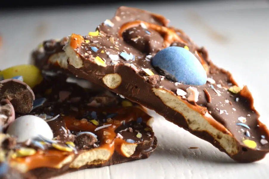 Cadbury Egg and Pretzel Bark