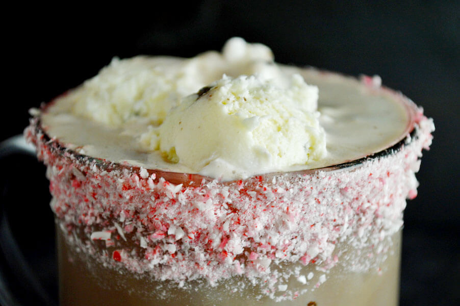 2 step Peppermint Hot Chocolate Floats